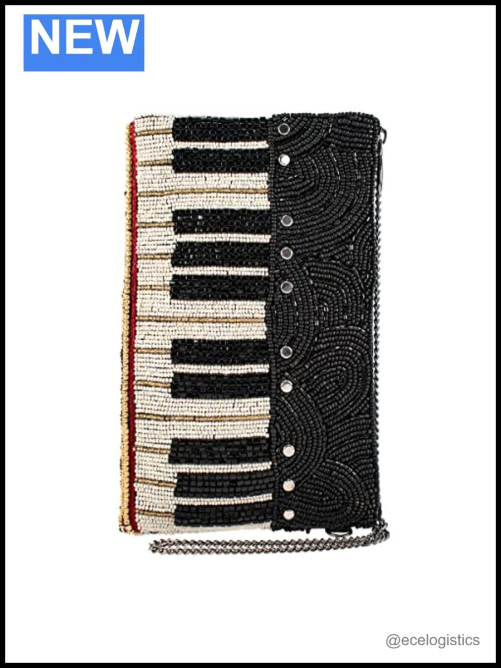 Beaded Piano Crossbody Phone Bag Clutch Handbag Zipper